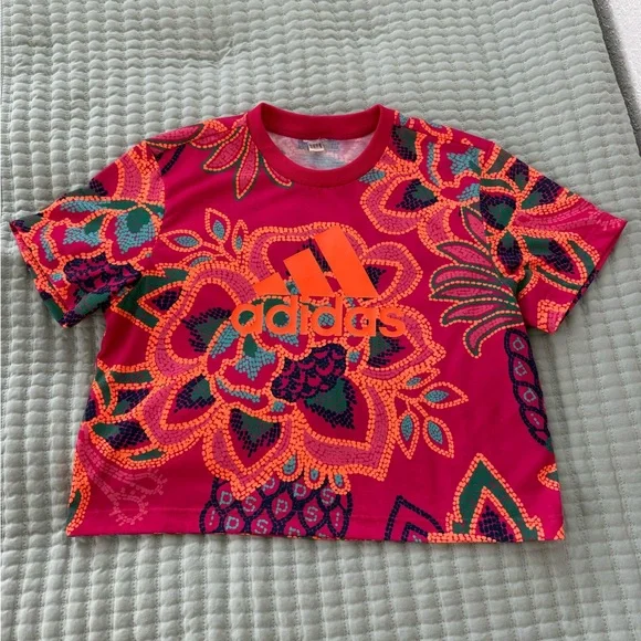 Adidas x FARM Rio collaboration Multicolor Floral Short Sleeve Top - Picture 3 of 6